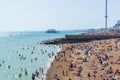 UK June 29th, 2019 Brighton beach, Brighton and Hove, East Sussex, England. Thousands of people relax on the sun Royalty Free Stock Photo