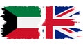 UK and Kuwait grunge flags connection vector