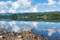 UK Lake District Ullswater Cumbria England with mountains and blue sky reflections summer Royalty Free Stock Photo