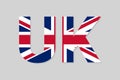 UK letters in british flag colors, vector design element Royalty Free Stock Photo