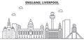 Uk. Liverpool architecture line skyline illustration. Linear vector cityscape with famous landmarks, city sights, design Royalty Free Stock Photo