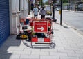 A BT Broadband Engineer working on communications cables in London Royalty Free Stock Photo