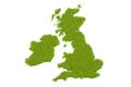 UK map from green grass, 3D rendering Royalty Free Stock Photo