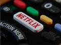 UK, March 2020: Close up of netflix button on remote control