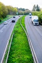 UK Motorway Road on summer afternoon. overhead view