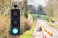 UK Motorway Roadworks Green Traffic Lights Cones Royalty Free Stock Photo