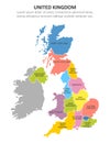 UK multicolored map with regions. Vector illustration Royalty Free Stock Photo