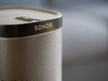 UK, October 2019: Sonos play black wireless speaker close up