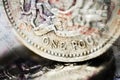 Uk one pound coin close-up view