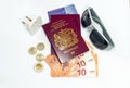 United Kingdom biometric passport and euro currency Royalty Free Stock Photo