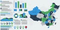 Detailed China map with infographic elements. Royalty Free Stock Photo