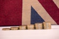 UK Pound Coins on Union Jack Background Royalty Free Stock Photo