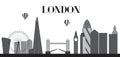 UK, Silhouette London city background. Vector Illustration.