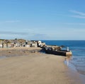 UK - St. Ives harbour at low tide in autumn Royalty Free Stock Photo
