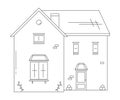 Uk Style House Lineart Front View