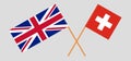 The UK and Switzerland. British and Swiss flags