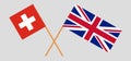 UK and Switzerland. The British and Swiss flags. Official colors. Correct proportion. Vector