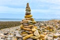 Uk towers by the sea laid by people Royalty Free Stock Photo