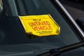 UK Untaxed Vehicle sticker on the windscreen of a parked car Royalty Free Stock Photo