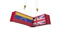 UK and venezuela business trade deal. Clashing cargo containers. 3D Render