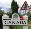 uk village road sign sharing the same name as the country of canada Royalty Free Stock Photo