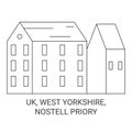 Uk, West Yorkshire, Nostell Priory travel landmark vector illustration