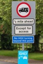 UK Weight Limit Sign Restricting HGVs Over 7.5t Except For Access