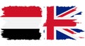 UK and Yemen grunge flags connection vector