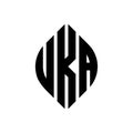 UKA circle letter logo design with circle and ellipse shape. UKA ellipse letters with typographic style. The three initials form a Royalty Free Stock Photo