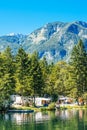 Ukanc camping site on Bohinj lake, Slovenia Royalty Free Stock Photo