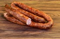 ukarinian homemade kielbasa pork sausage, spiral baked Royalty Free Stock Photo