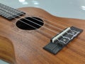Ukelele close up of strings and designs Royalty Free Stock Photo
