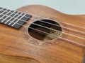 Ukelele close up of strings and designs Royalty Free Stock Photo