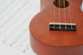 Ukulele and Sheet Music Royalty Free Stock Photo