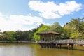Ukimido gazebo Pavilion at Sagiike Pond, Nara Park in Nara, Japan