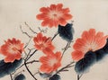 Ukiyo-e flowers with floral motifs