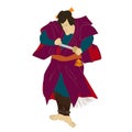Ukiyo-e man japanese samurai illustration. Japan art of asian warrior, fashion. Japanese style dress of edo period.