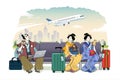 Ukiyo-e people waiting their flight