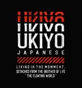 UKIYO JAPANESE quote grunge design typography, vector design text illustration, poster, banner, flyer, postcard , sign, t shirt