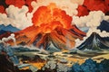 Ukiyoe style Volcanic eruptions in Iceland