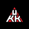UKK triangle letter logo design with triangle shape. UKK triangle logo design monogram. UKK triangle vector logo template with red Royalty Free Stock Photo