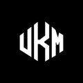 UKM letter logo design with polygon shape. UKM polygon and cube shape logo design. UKM hexagon vector logo template white and Royalty Free Stock Photo