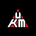UKM triangle letter logo design with triangle shape. UKM triangle logo design monogram. UKM triangle vector logo template with red Royalty Free Stock Photo
