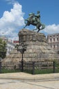 UKR. Ukraine. Kiev. Monument to Bogdan Khmelnitsky on Sophia Square in 1888 Royalty Free Stock Photo