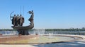 UKR. Ukraine. Kiev. Monument to the founders of Kiev. Installed on the banks of the Dnieper in 1982 Royalty Free Stock Photo