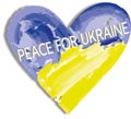 Peace for Ukraine, heart-shaped image with yellow-blue color