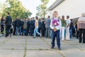 Ukraina.Kiev - September 1, 2016. The first-grader boy with flow