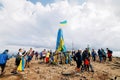 UKRAINE - August 24. 2019. Mount Hoverla. Carpathians in Ukraine in summer. Tourists climb to the top of the mountain. Picturesque