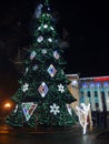 Ukraine. The beauty of night Odessa in the New Year holidays.