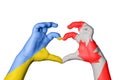 Ukraine Canada Heart, Hand gesture making heart Royalty Free Stock Photo